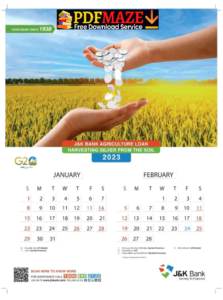 JK Bank Calendar for January and February Month 2023